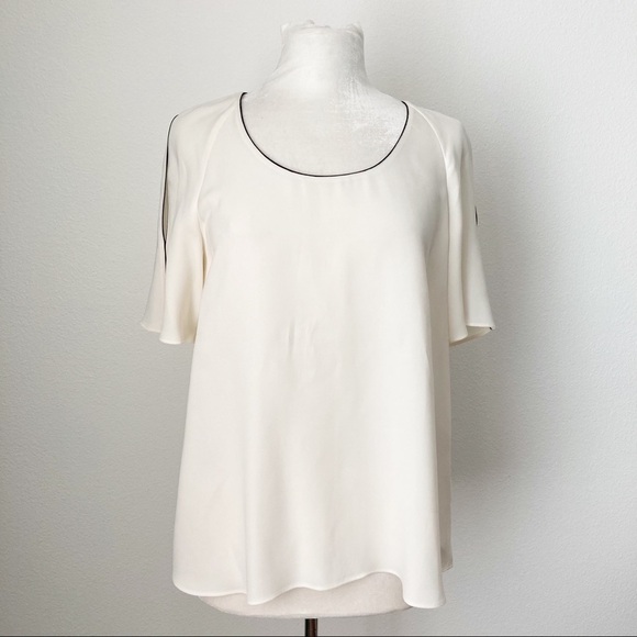 Lafayette 148 Silk Cold Shoulder Kaila Blouse - Picture 2 of 9